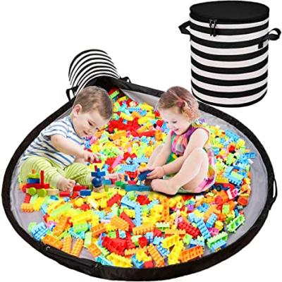 China Large Children's Play Mats and Toy Storage Organizer Baskets, Outdoor Collapsible Toy Quick Storage Bag for sale