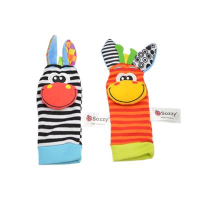 China Small Rattle Baby Toy Eco-Friendly Material Newborn Soft Plush Quilt Animal Watch Baby Socks Cute Animal Socks Play for sale