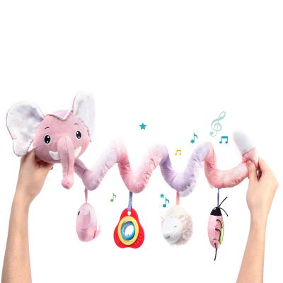 China Custom Animal Newborn Spiral Rattle Bell Elephant Toys Baby Hanging Plush Eco-friendly Material Baby Toys Baby Play Toys for sale