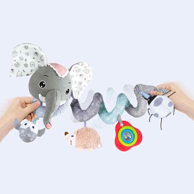 China Eco-Friendly Material Luxury Teeth Gray Elephant Plush Toy Baby Gifts Boy Stroller Car Suspension Rattle Teeth for sale