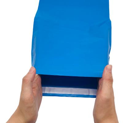 China Messenger Blue Biodegradable Courier Bag Compostable Carrier Bag With Waterproof Adhesive Tape And Tear Resistant for sale