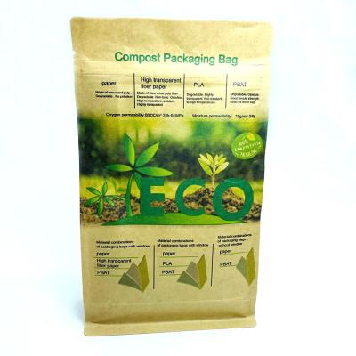 China BIODEGRADABLE Biodegradable Eight Side Seal Kraft Bag for sale