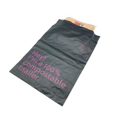 China Business& Shopping 14x19 inches 100% Biodegradable Mailer Black Compostable Shipping Envelopes Delivery Mailing Bags for sale