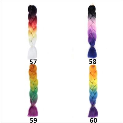 China Cheap Selling Braid Hair Extensions 24 Inches Big Braids Hair Ponytail Color Gradient Wigs Synthetic Hair Braids Extensions Synthetic Hair Extensions for sale