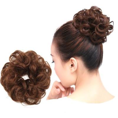 China Pretty Loose Wave Women Chemical Fiber Hair Elastic Curly Band Set Natural Fluffy Chignon Synthetic Hair Wigs for sale