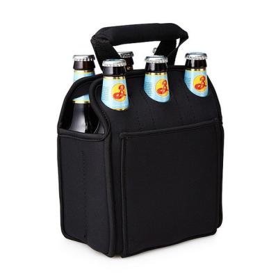 China Newest Fashion Custom Neoprene 6 Bottle Waterproof Promotional Black Beer Cooler Bag for sale