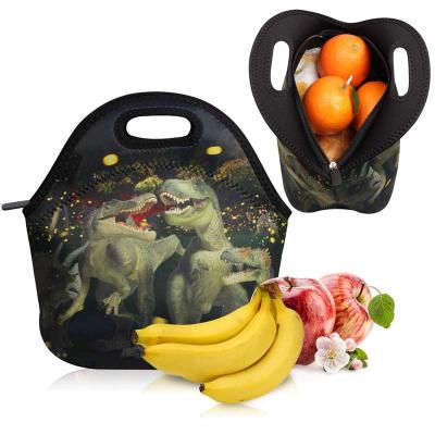 China Custom Sublimation Waterproof Neoprene Bento Food Lunch Packing Box Foldable Insulated Bag For Adult Men Kids for sale