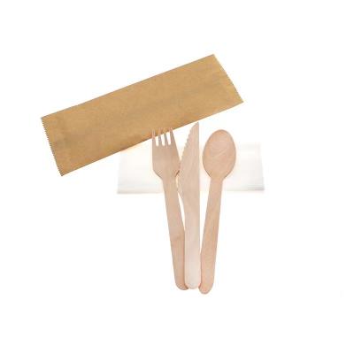 China China Manufacture Factory Price Wooden Knife Fork Wooden Spoon Set Wooden Disposable Cutlery Individual Packing for sale