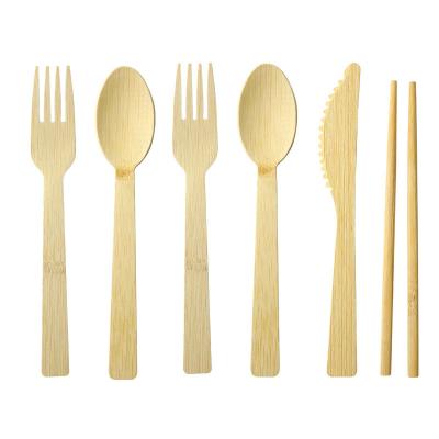 China High Quality Wood Disposable Spoon Knife Fork Spoon Heavy Duty Disposable Knife Set Bamboo Cutlery for sale