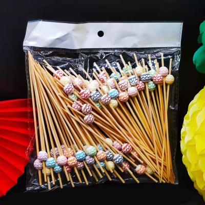 China Wholesale Natural Bamboo Decoration Fruit 3 X200mm Disposable Bamboo Sandwich Stick Skewer For Barbecue for sale