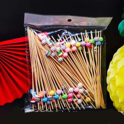 China Hot Sale Color Bamboo Finger Spikes Flower Looped Bamboo Sticks For Sandwich Burger Cocktail Pick for sale