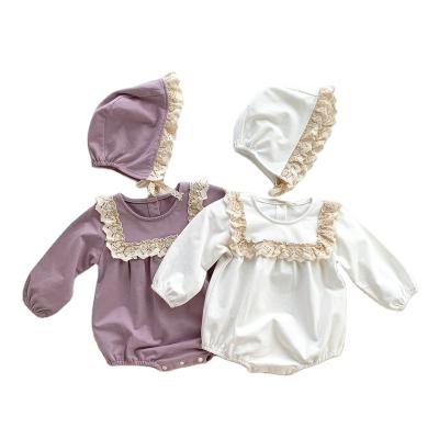 China For Babies Spring Newborn Baby Romper And Hat Set Long Sleeved Baby Cotton Infant Jumpsuit for sale