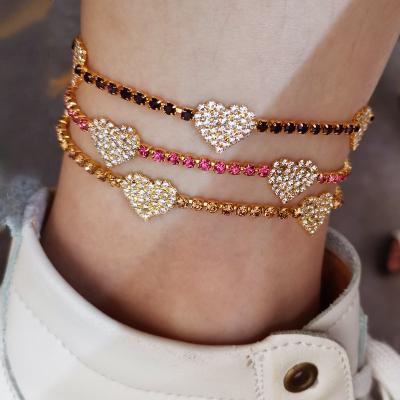 China FASHIONABLE Full Chain Diamond Anklet Cuban Link Leg Shiny Rhinestone Beach Foot Jewelry for sale