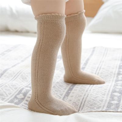 China Autumn Winter Baby Socks Spanish 2021 Antibacterial Style Cotton Newborn Knitted Knee High Socks Plain Color Kids Princess Socks For Girls for sale