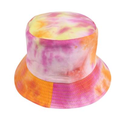 China Double Side Use Fashion Gradient Tie Dye Custom Fisherman Hat Double Side Use Flat Surface Sun Hat Soft Fashionable Multi Color Fur Bucket Hats Women for sale