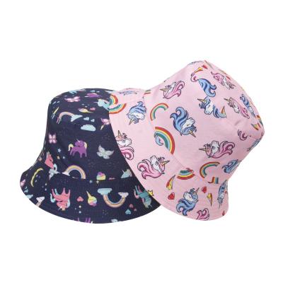 China Lovely Verified Custom Made Cartoon Unicorn Print Women Fisherman Hat Wholesale 2 Colors Hotsale Bucket Hat For Lady for sale