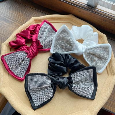 China For Big Women Hair Accessories Diamond Girls Elastic Ponytail Holders Bow Fashion Use Women Daily Hair Scrunchies for sale