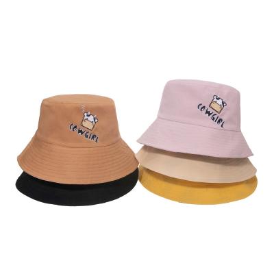 China Outdoor Checked Double Sided Wear Women Men Sun Hats Scare Casual Plain Embroidery Bucket Hats for sale