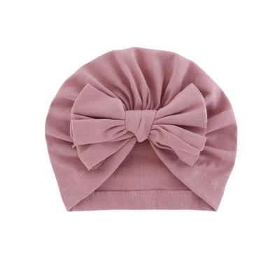 China For Party and Daily Use High Quality Summer Autumn Infant Turban Baby Cotton Beanie 18 Colors Knot Bow 0-2y Babies Hat Spring Beanie for sale