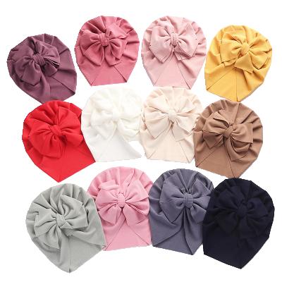 China For Party and Daily Use Bowknot Cute Baby Hat Girl Stretchy Newborn Hood Striped Infant Beanie Turban Baby Hair Accessories for sale