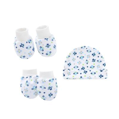 China Picture Baby Hat Newborn Mittens And Booties Set Cotton 0-3 Month Soft Hat for sale