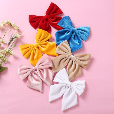 China European and American Style 6inch Big Bow Baby Hair Clips Korean Princess Style Solid Color Velvet Bowknot Children Girl Hairpins Kids Barrettes for sale