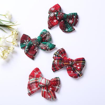 China European and American Style Christmas Girl Hair Clips Cotton Bowknot Children's Hair Clips Children's Canvas Princess Hair Pins for sale