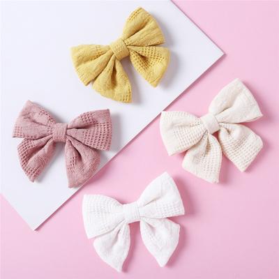 China European and American Style Pure Cotton Baby Hair Clips Jacquard Bowknot Kids Barrettes Toddler Party Headwear Hair Accessories Children for sale