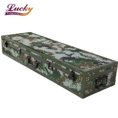 China Lucky aluminum rifle case Camouflage aluminum molded weapon pistol shooting airsoft gun case with pre-cut foam for sale