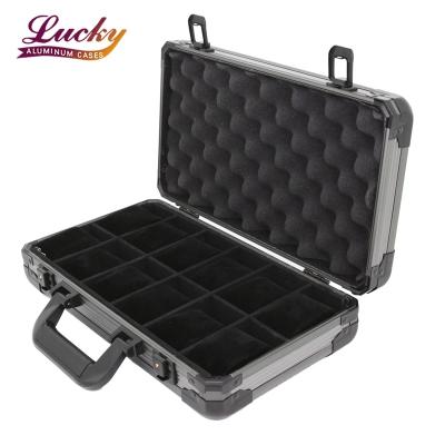 China Watch Box 12 Gunmetal Aluminum Briefcase for Large Watches Aluminum Watch Case for sale