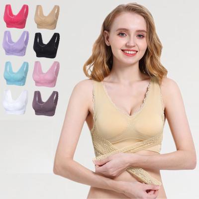 China Four Seasons QUICK DRY Use Front Cross Side Buckle Thin Breathable Lace Bra Seamless Underwear For Women for sale