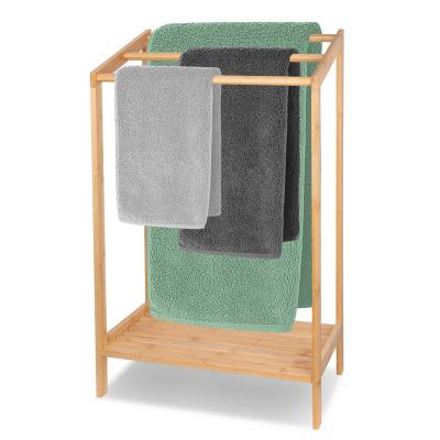 China Fashion 3 Tier Freestanding Towel Holders Bottom Storage Shelf Bamboo Towel Rack for Bathroom for sale