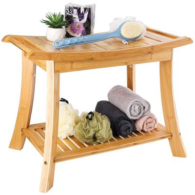 China Natural 100% natural eco-friendly durable Bathroom bamboo shower Chair bench for sale