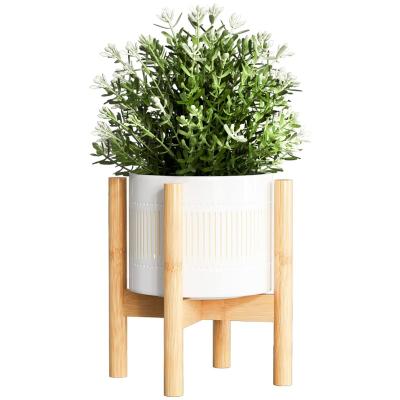 China Natural Home Decorative Adjustable Bamboo Wood Plant Stand Indoor Flower Pot Holder for sale