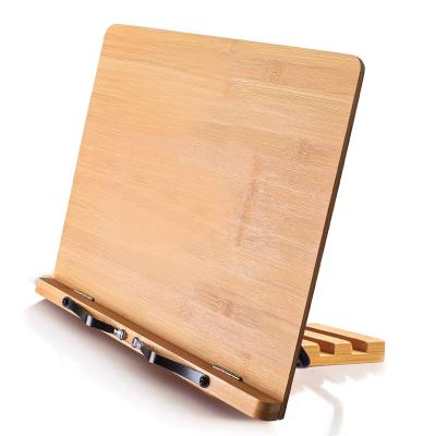 China Natural Wholesale Book Stand Large Size Main Board Adjustable Foldable Book Holder With Page Holder Clips for sale