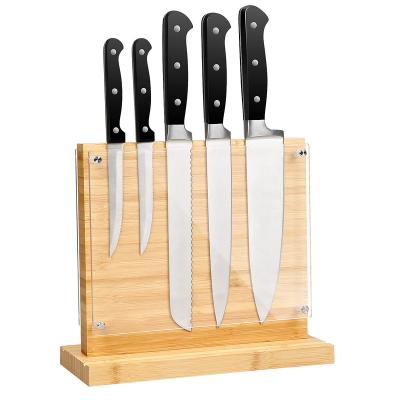 China Natural Factory Custom Safe Decorative Universal Magnetic Bamboo Kitchen Knife Holder For Wall for sale