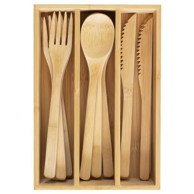 China CLASSIC Biodegradable Eco Friendly Travel Wooden Cutlery Spoon Knife  Fork  set Bamboo Cutlery with organizer for sale