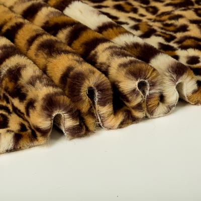 China Custom Soft Garment Leopard Print Faux Rabbit Fur Printed Fabric for sale