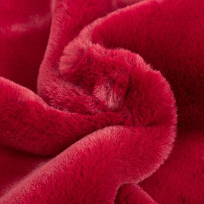 China Garment Customized Red 100% Polyester Rabbit Faux Fur Fabric for sale