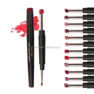 China 2021 waterproof lipstick with packaging 2 in 1 lipstick and lip liner set wholesale price lip gloss online sale for sale