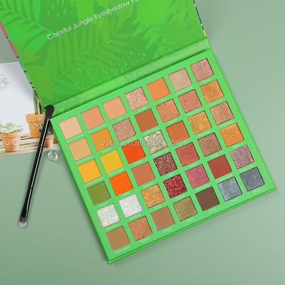 China Waterproof 42 Colors Eyeshadow Palette Custom Vegan Colorful Green Makeup Cardboard Eyeshadow Packaging Box for sale