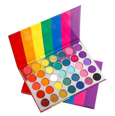 China Private Label 50pcs Rainbow Cardboard Waterproof Eyeshadow Palette Pressed Powder 35 Hole Color Palette for sale