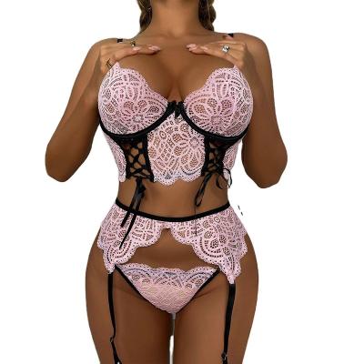 China High Quality 2022 Hot Erotic Sexy Lingerie Sets Womens Suit 3-Pieces Sexy Outfit Porns for sale