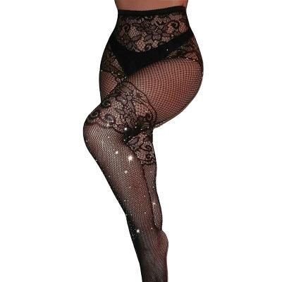 China New Hot Sale Girls Antibacterial Mesh Fishnet Net Pattern Rhinestone Pantyhose Pantyhose Stockings for sale