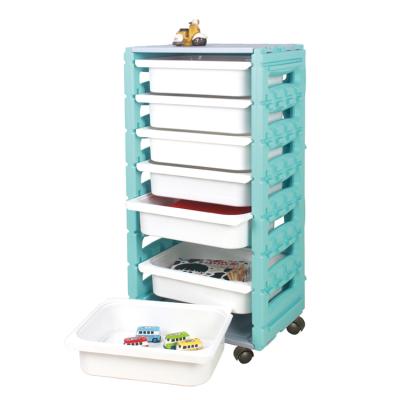 China Modern children's furniture 1 cabinet with 7 small drawers and wheels for sale