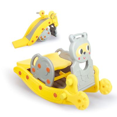 China Hot Selling High Quality Plastic PE 5 in 1 Raccoon Slide and Seesaw Playground Toy for Indoor and Outdoor Use for sale