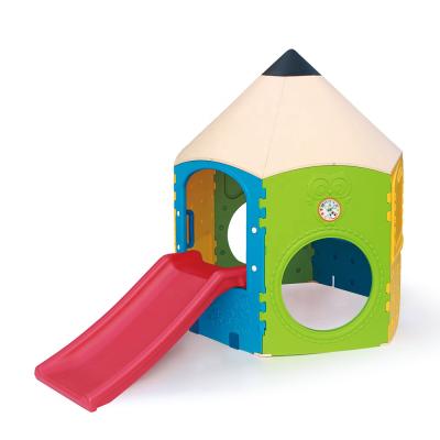 China Plastic PE Pencil Play House Slide Set For Indoor Place And Outdoor Playground for sale