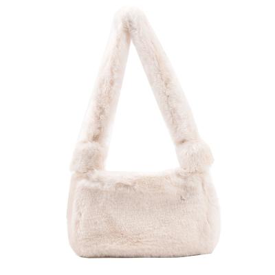 China 2021 Other Korea Style Single Strap Faux Fur Shoulder Bag Women Winter Warm Colored Ladies Fluffy Handbags For Lady for sale