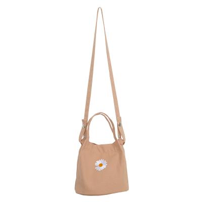 China 2021 New Fashion Design With Reusable Eco-friendly Cotton Canvas Daisy Shoulder Tote Bag for sale