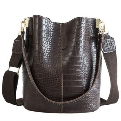 China 2021 High Quality Handbag Fashion PU Crocodile Pattern Leather Women Launched Bucket Bag For Ladies for sale